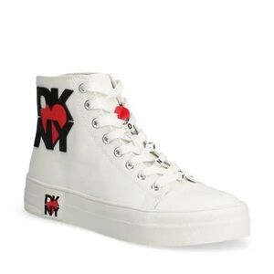 NEW $170 DKNY LOUISA HIGH TOP SNEAKER  Heart Logo Platform Chunky Off White